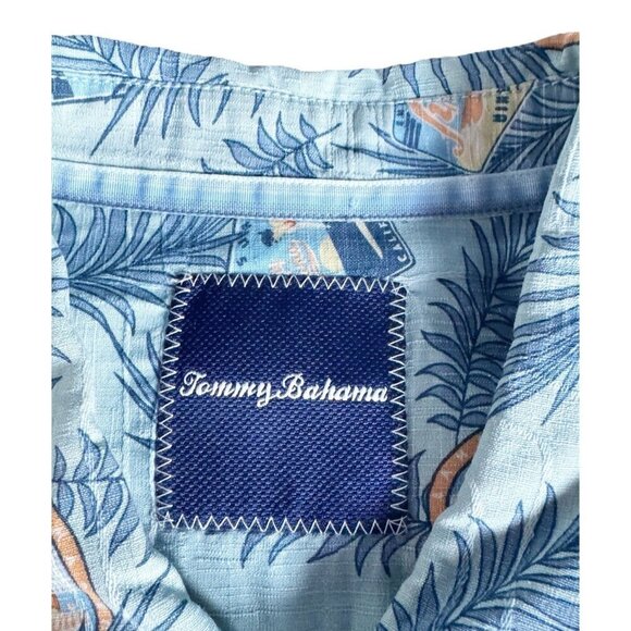 Tommy Bahama Men's Sz M Light Blue Surf Surfing Woodie Short Sleeve Button Shirt - Picture 5 of 13
